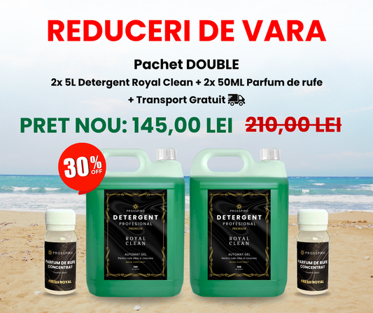 PACHETUL DOUBLE: 2x 5L Detergent "Royal Clean" (10L) + 2x Parfum de rufe 50ml CADOU